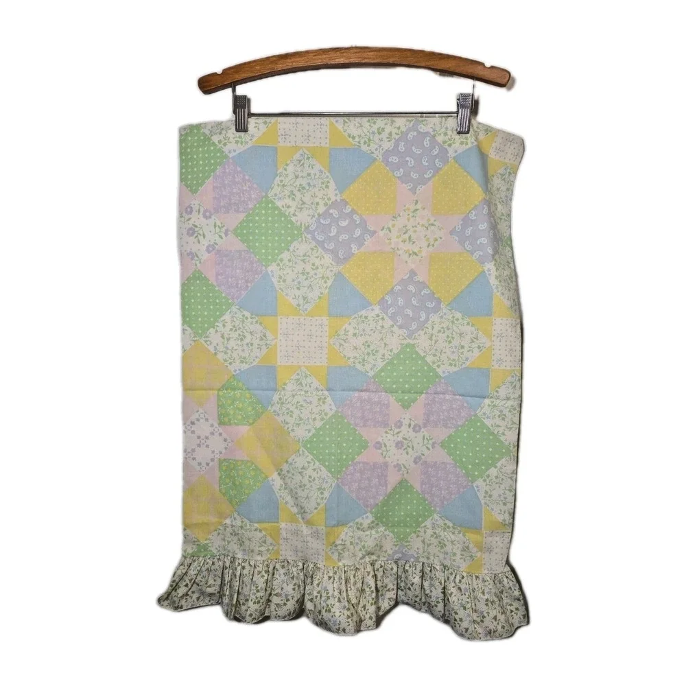 Vtg 80s Atelier Martex Gloria Vanderbilt Patchwork Floral Pillowcase Ruffled STD